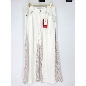 Lucky Brand Palazzo Jeans White Floral Print Women's 10 30